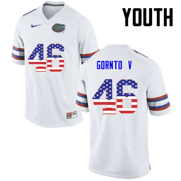 NCAA Florida Gators Harry Gornto V Youth #46 USA Flag Fashion Nike White Stitched Authentic College Football Jersey QKK6664WB